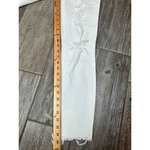 Madewell White Ripped Distressed High Rise Crop‎ Skinny Jeans Raw Hem - Picture 5 of 6